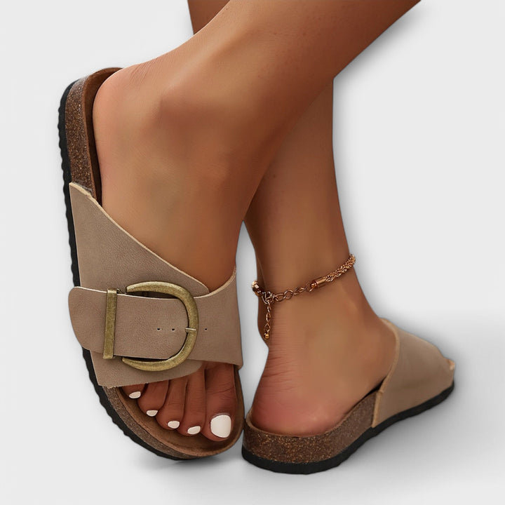 Margie - Women's Cork Sandals with Buckle Strap Design