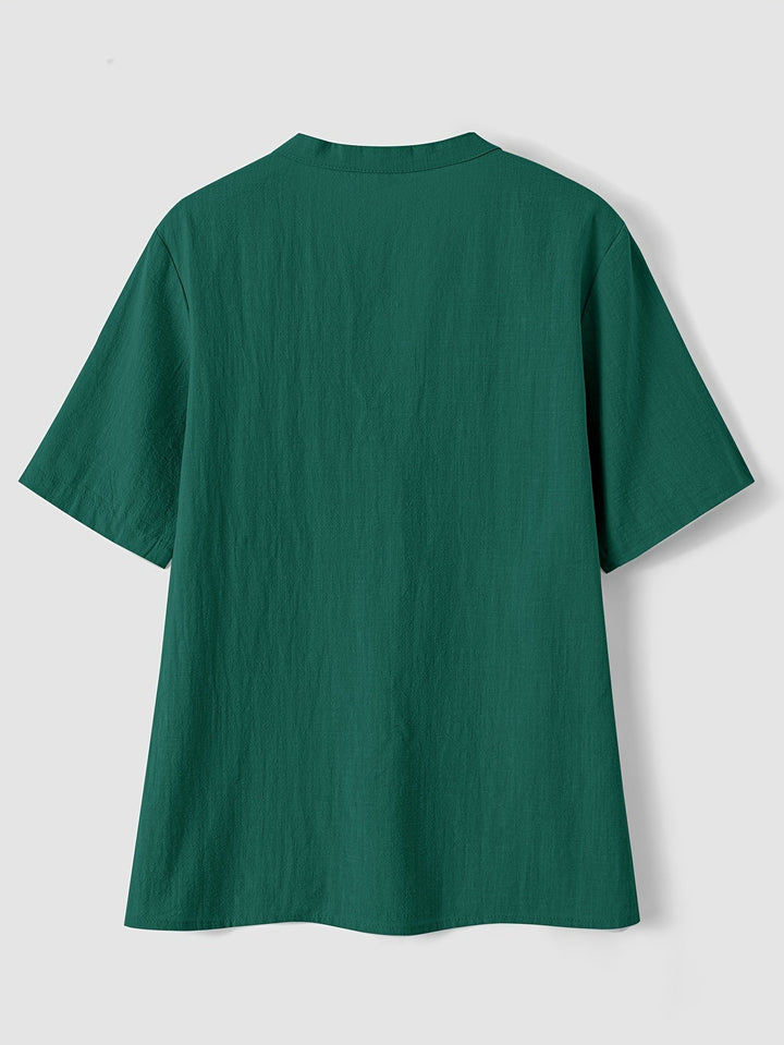 Sharron - Elegant V-Neck Blouse With Button Up