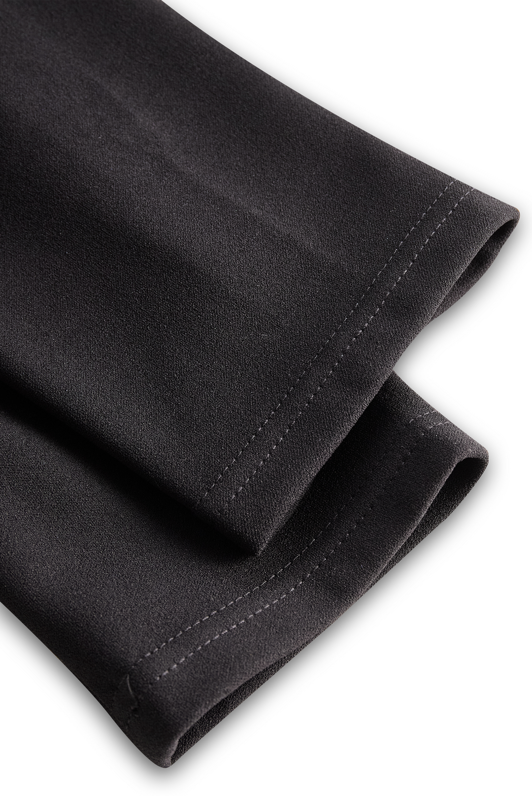 Refined Black Dress with Belt and Mandarin Collar