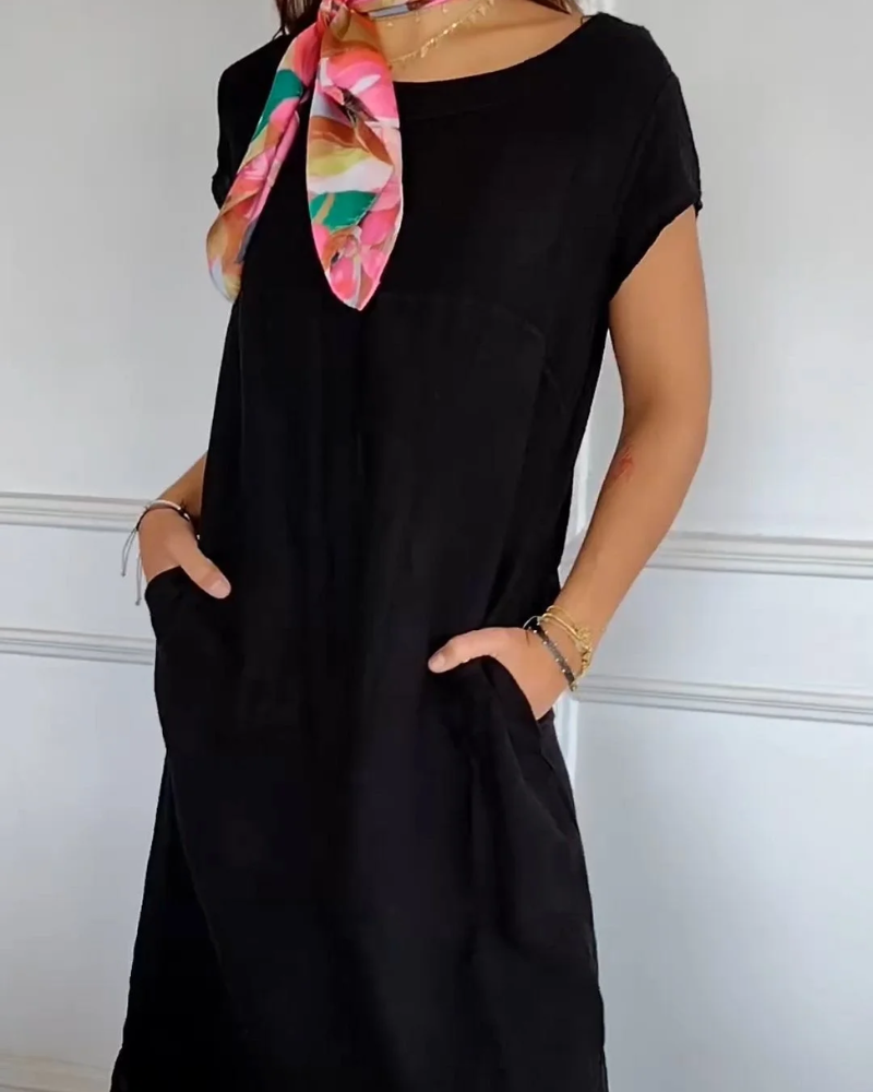 Cecilia - Trendy Cotton Linen Dress with Pockets