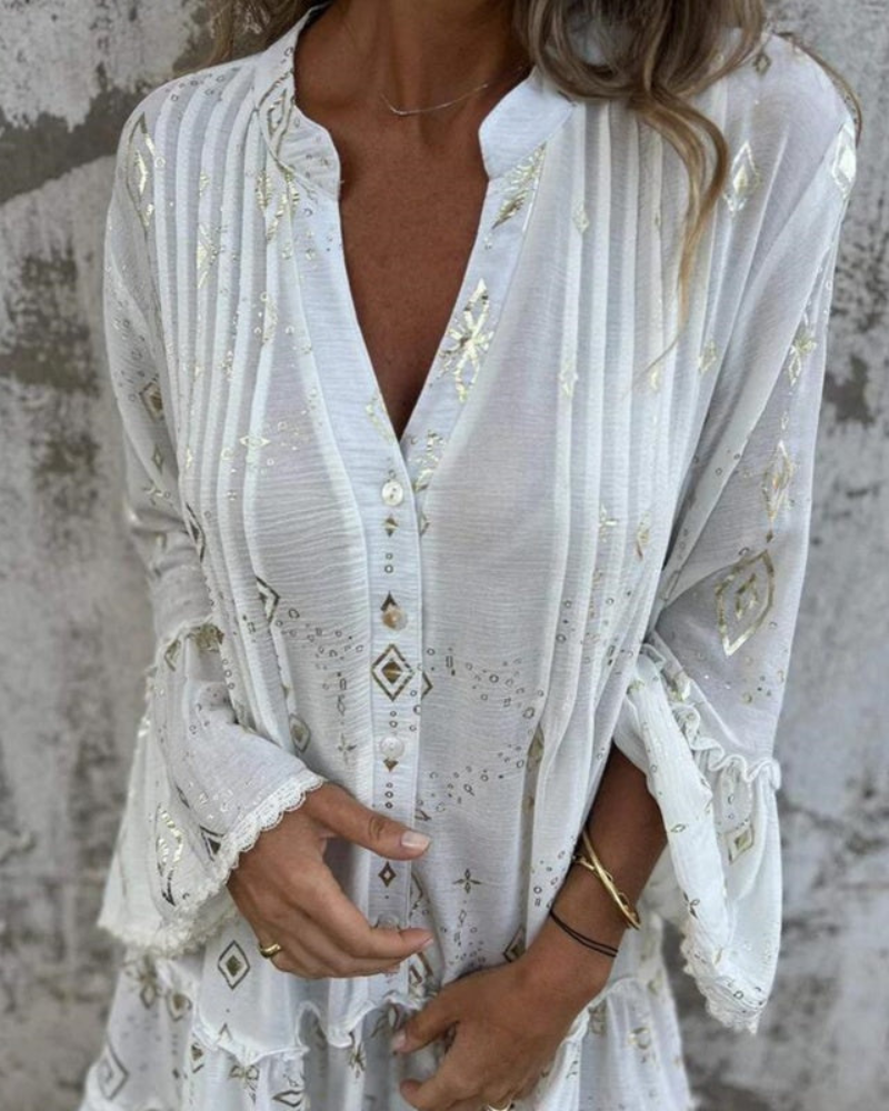 Winter - Women’s Loose Fit V-Neck Boho Dress
