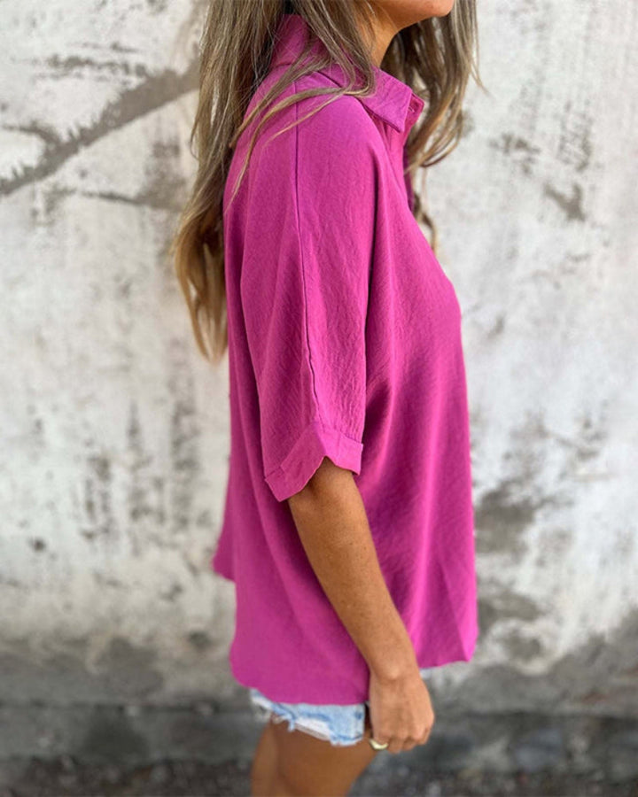 Skylar - Women’s Loose Solid Button-Up Shirt