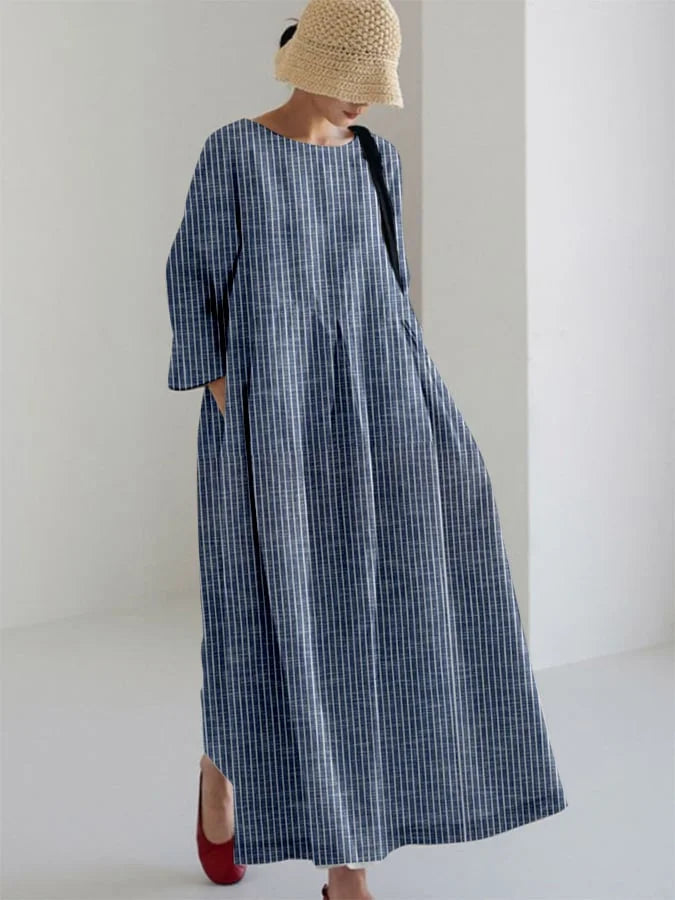 Talia - Vintage-Inspired Striped Loose Dress