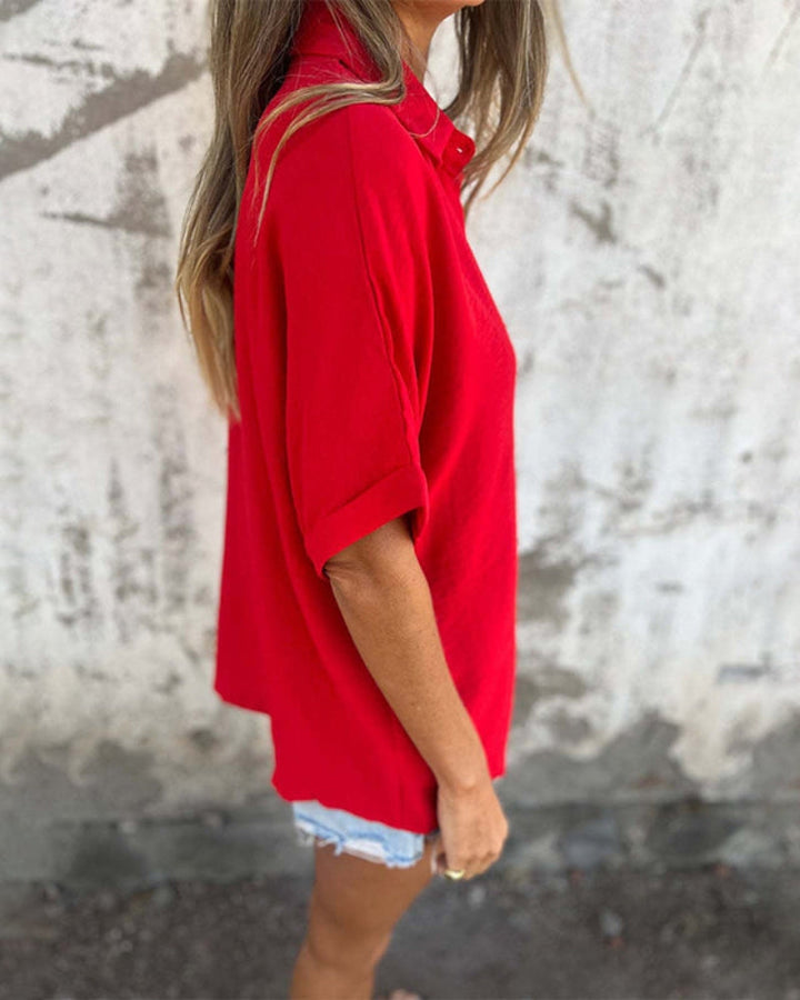 Skylar - Women’s Loose Solid Button-Up Shirt