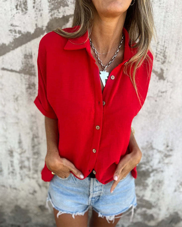 Skylar - Women’s Loose Solid Button-Up Shirt