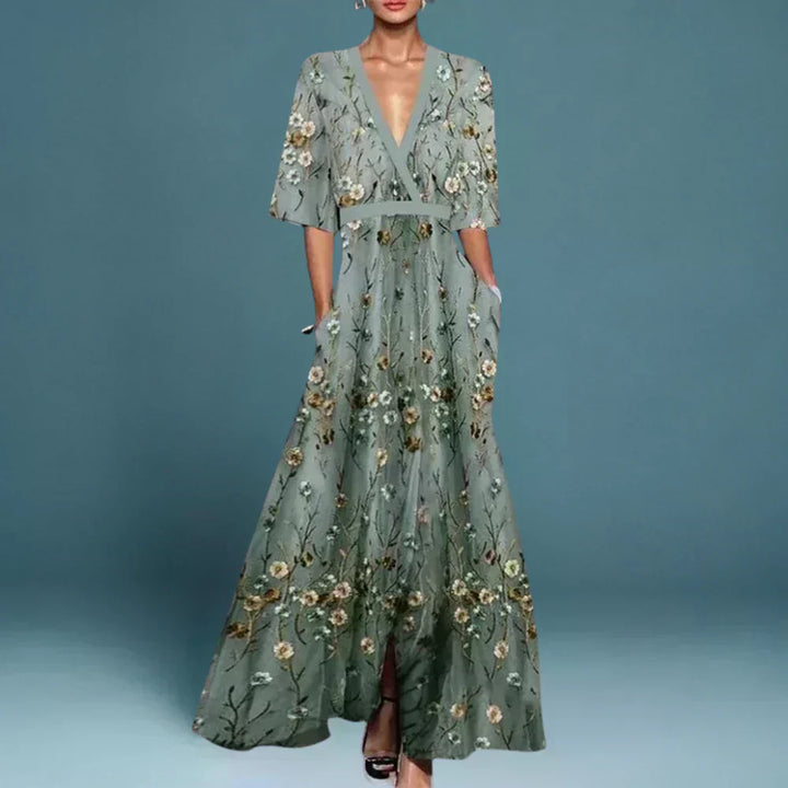 Jamie - Elegant Dress With Flower Pattern