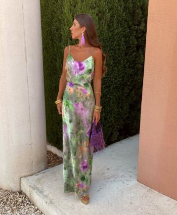 Anisten - Stylish Maxi Dress with Halo-Dye Print and Removable Scarf