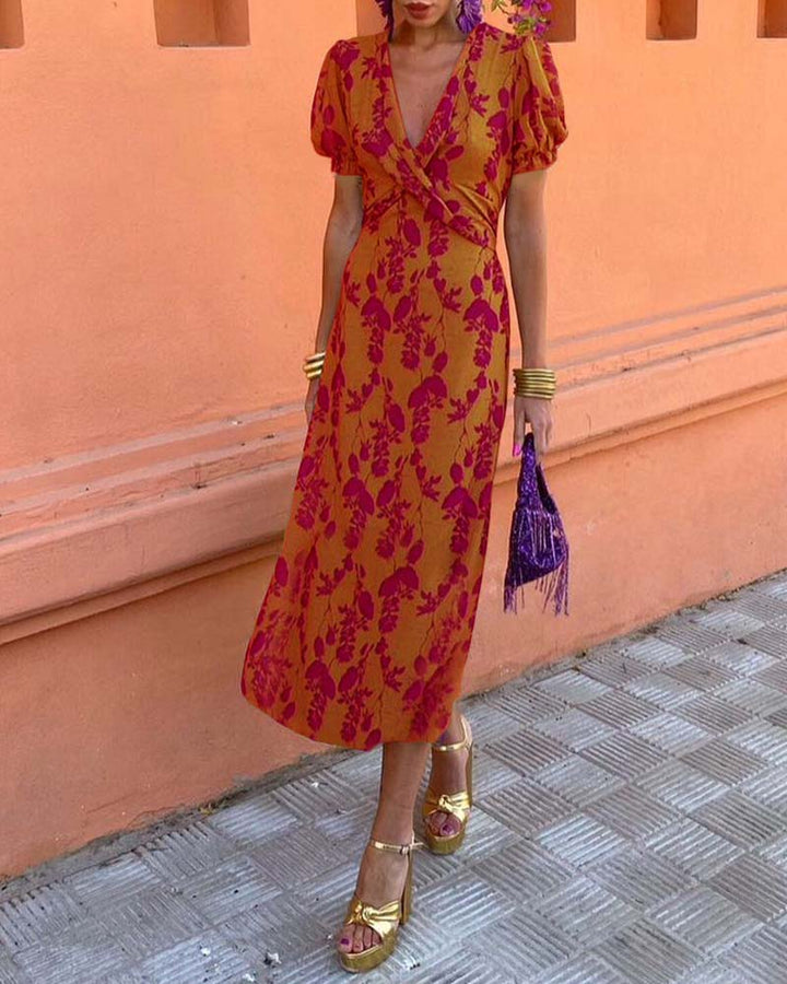 Angelina - Stunning V-Neck Midi Dress