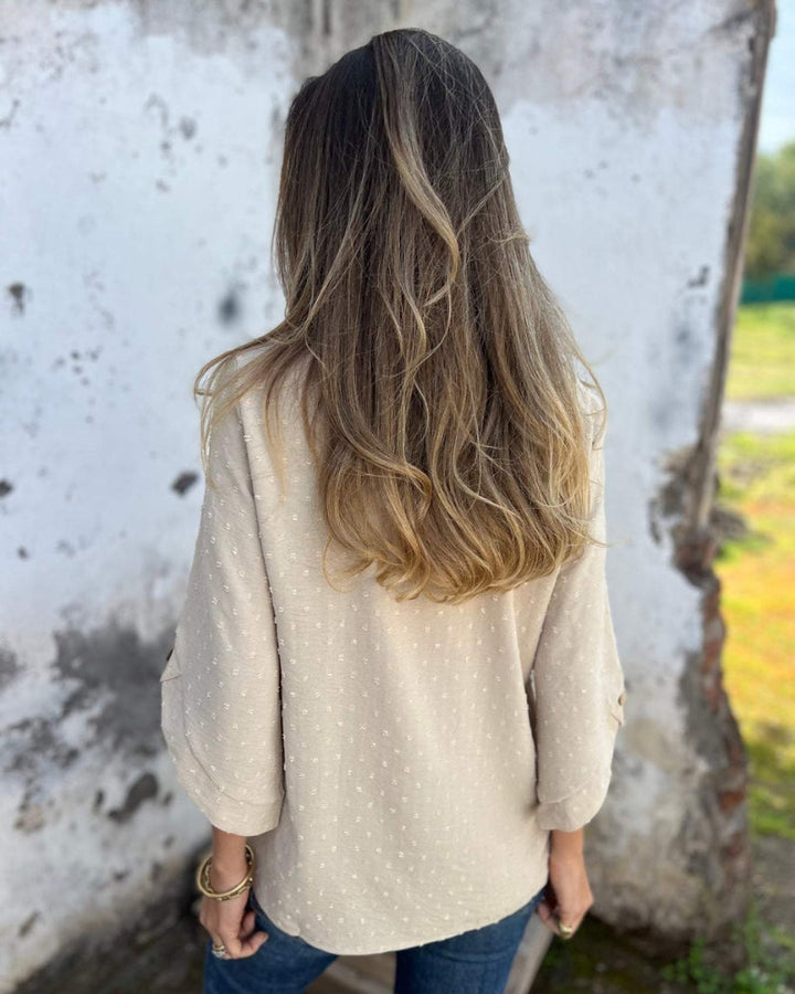 VARENA - Chic Chiffon Jacquard Blouse