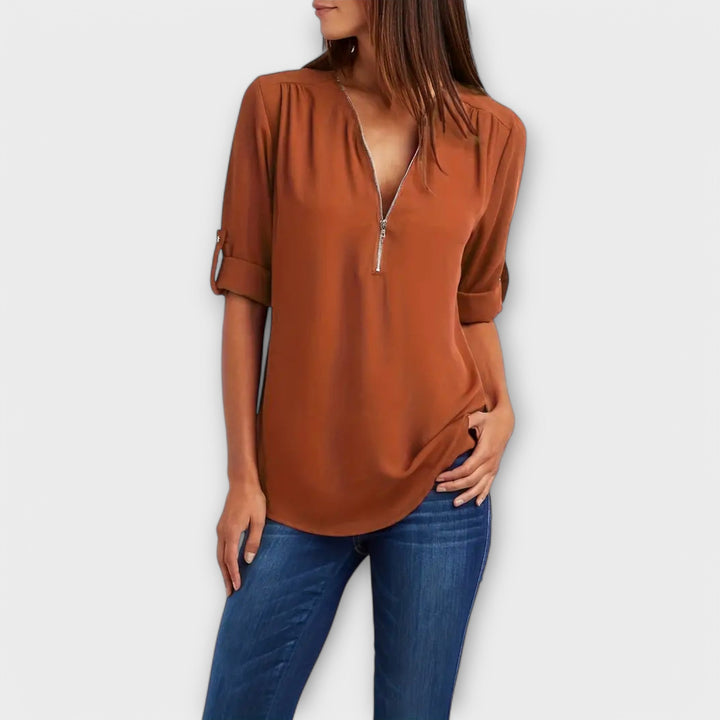 Olivia – The Relaxed V-Neck Blouse