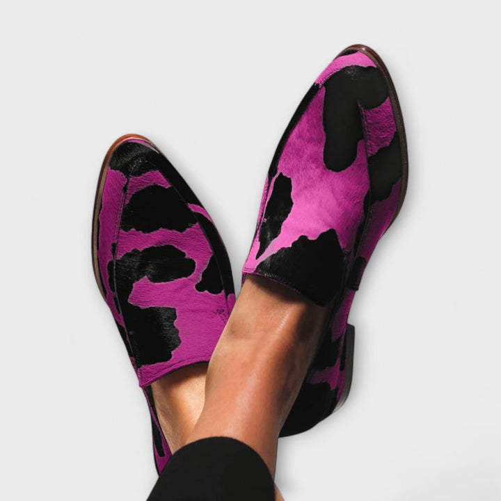 Paloma – Cow Print Genuine Leather Slippers