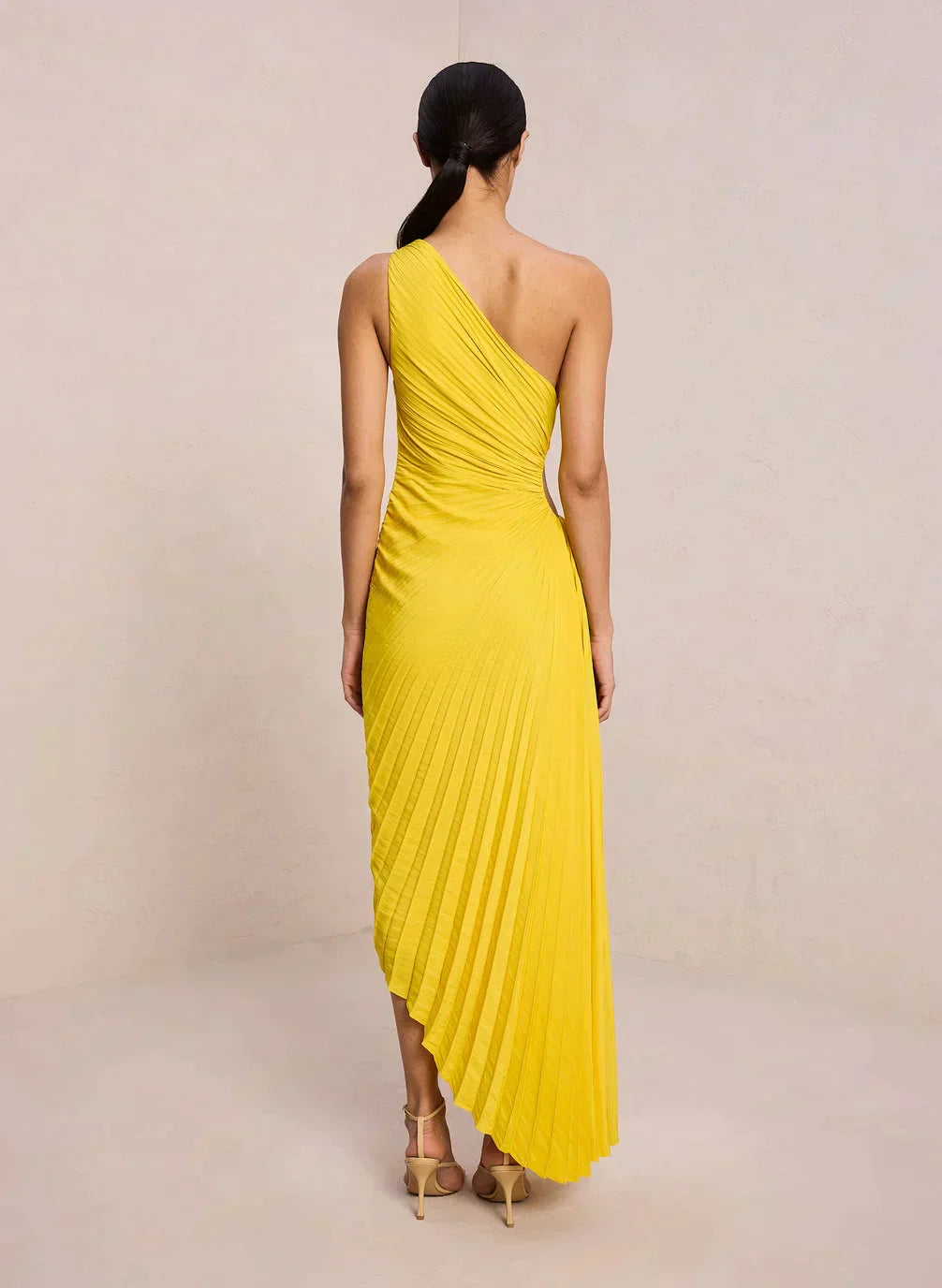 Sylviana - One Shoulder Pleated Midi Dress