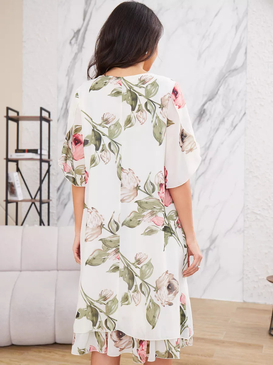 Judith | Elegant Chiffon Dress With Floral Print