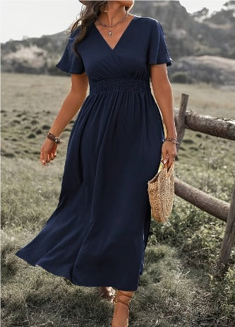 Margo - Short Flare Sleeve Side Split Maxi Dress