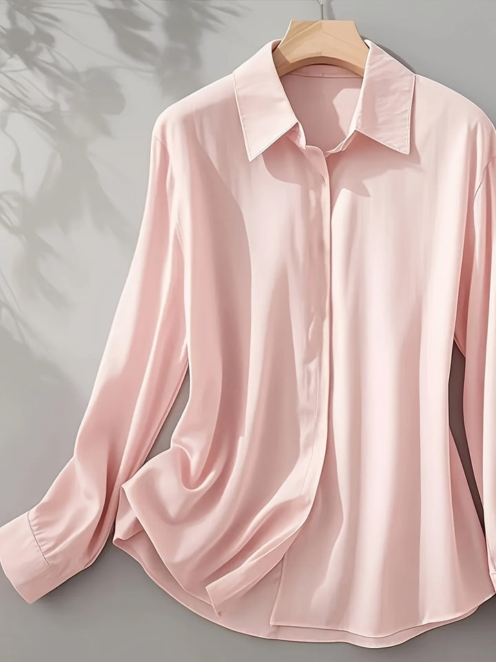 Elenochka - Stylish Long Sleeve Shirt with Button Placket