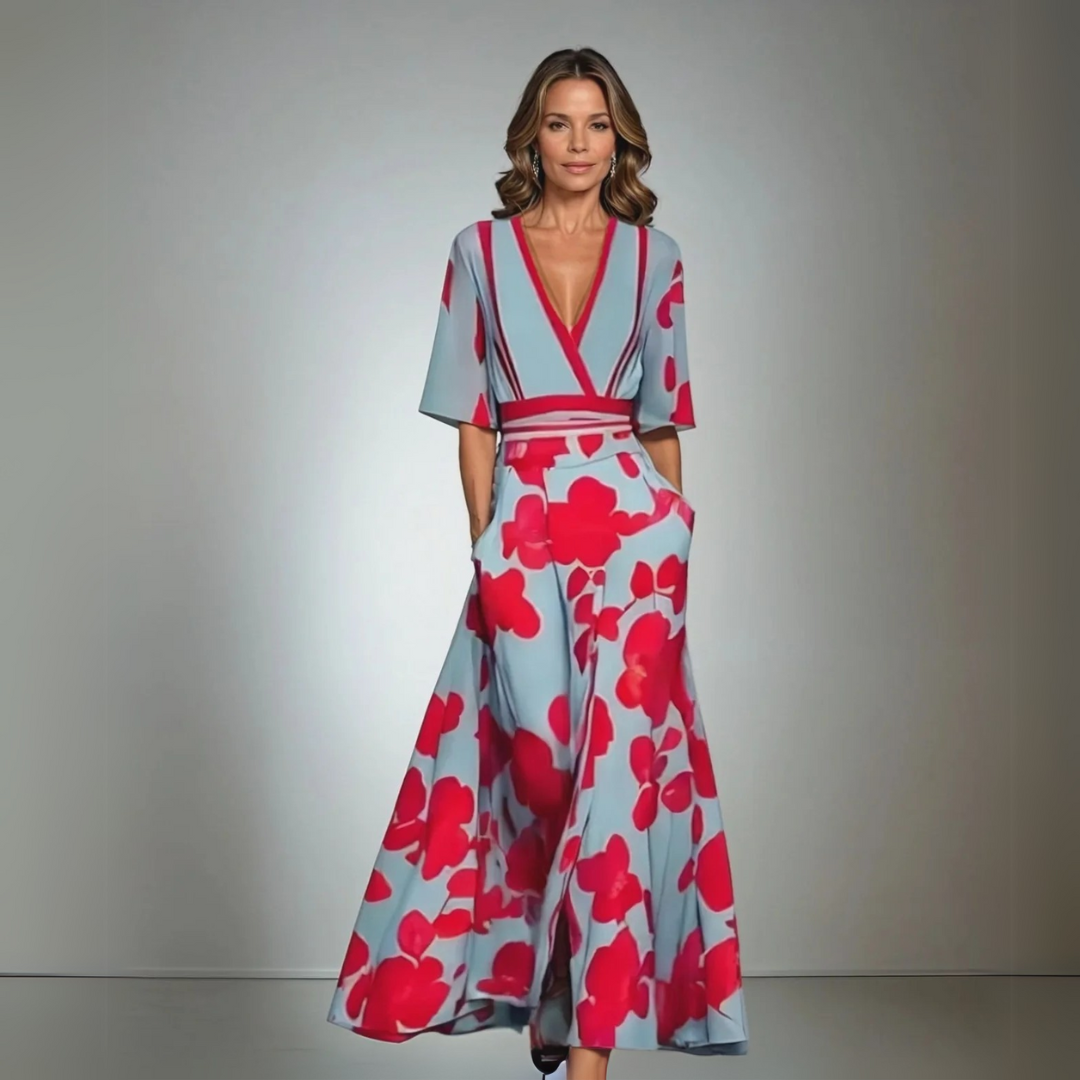 Jamie - Elegant Dress With Flower Pattern