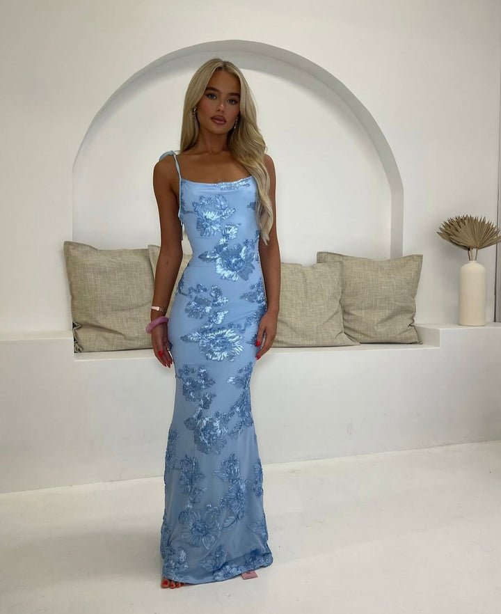 LILY - Floral Maxi Dress With Adjustable Straps