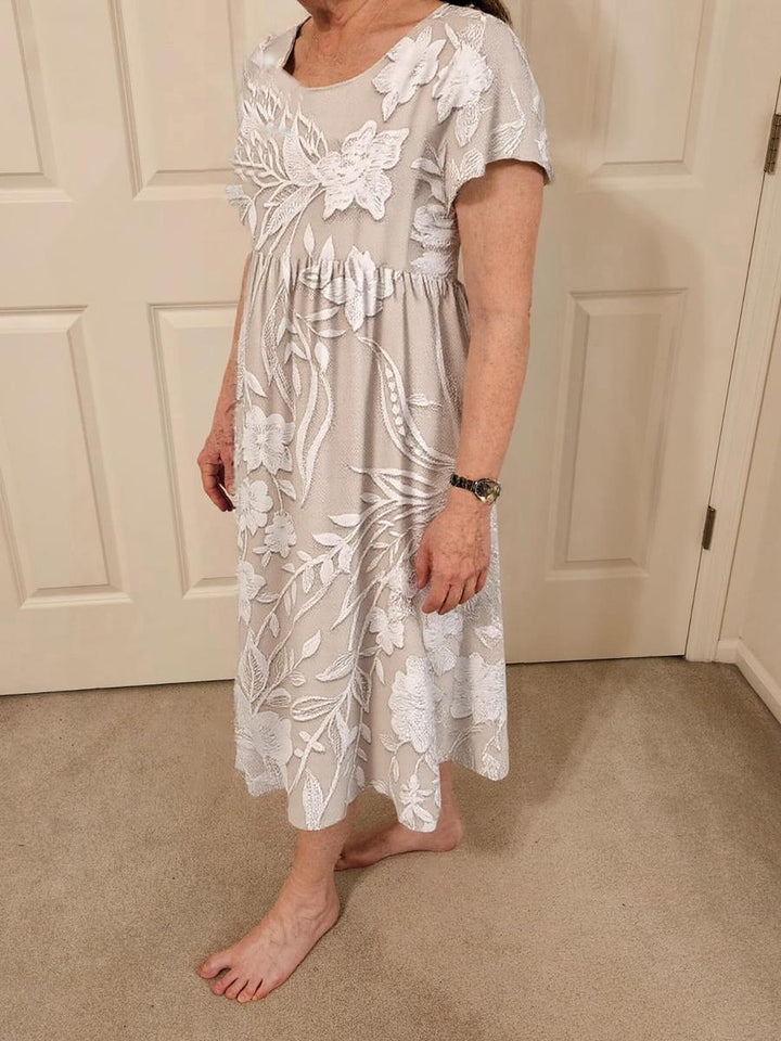 Maëlle – Classic Midi Dress with Print & Side Pockets