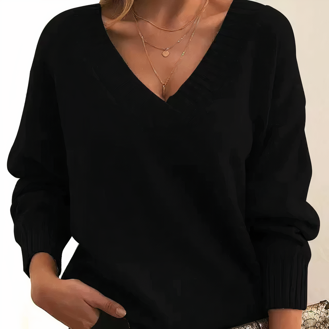 Aria | Chic Deep V-Neck Relaxed Fit Sweater