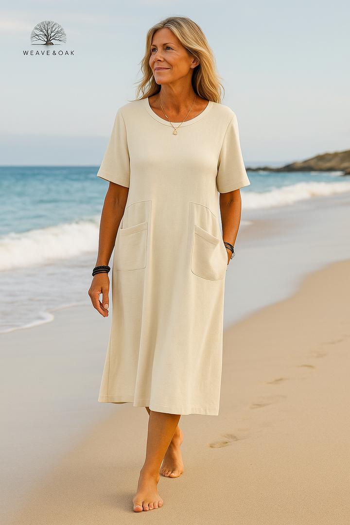 Sienna | Breezy Pocketed Midi Flattering Dress