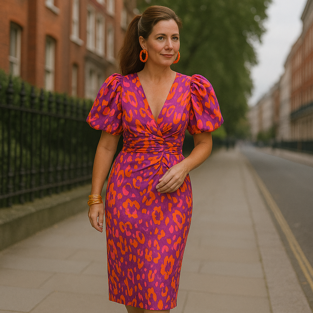 Arielle | Colourful Dress With Pleated Sleeves