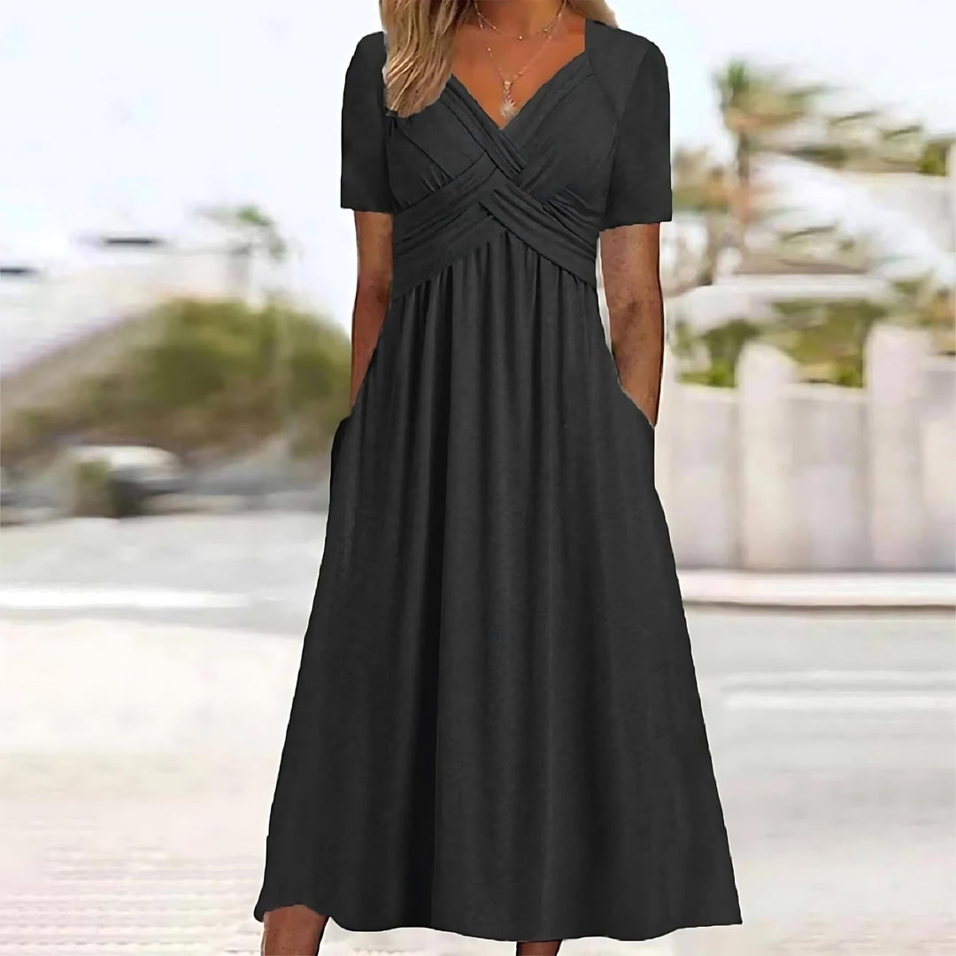 Layla - Elegant Midi Dress with Tummy Coverage