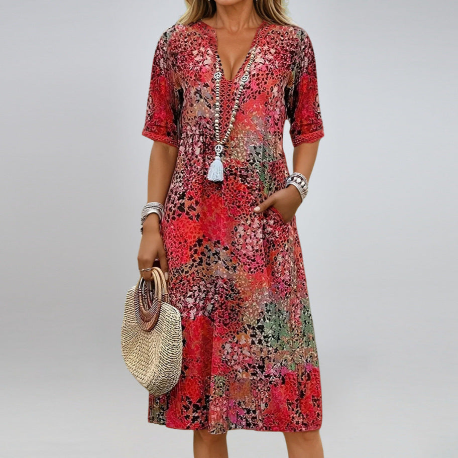 Viola | Flowy Patchwork Dress That Flatters Your Tummy