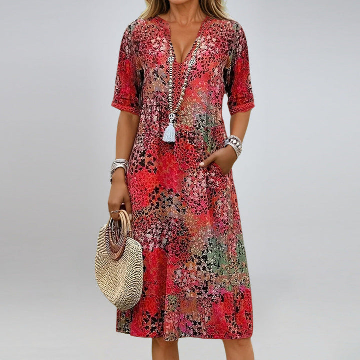 Viola | Flowy Patchwork Dress That Flatters Your Tummy