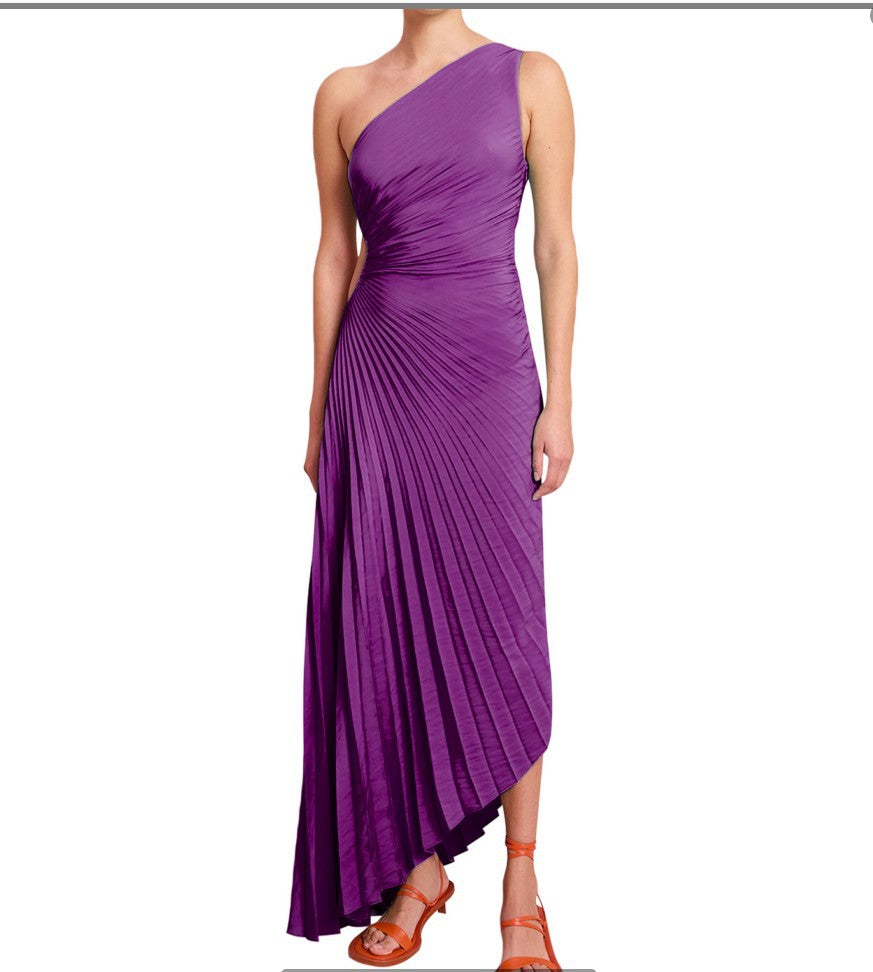 Sylviana - One Shoulder Pleated Midi Dress