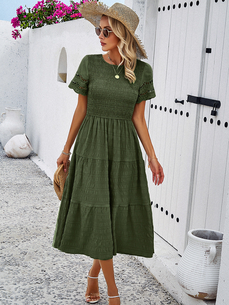 Leah | Smocked Tummy-Flattering Midi Dress