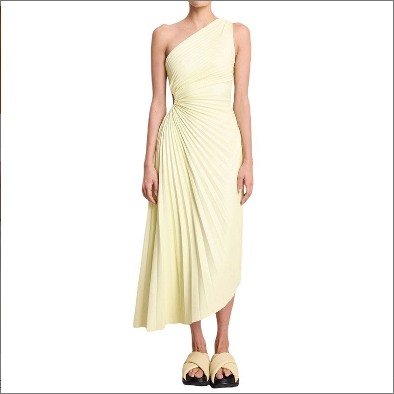 Sylviana - One Shoulder Pleated Midi Dress