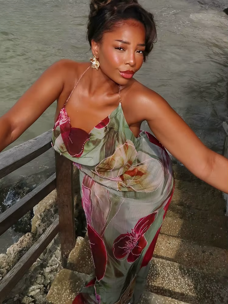 Isla | Backless Chiffon Maxi Dress