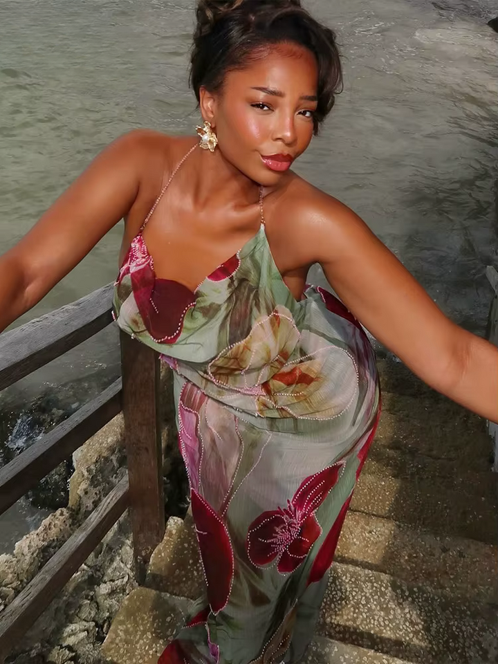 Isla | Backless Chiffon Maxi Dress