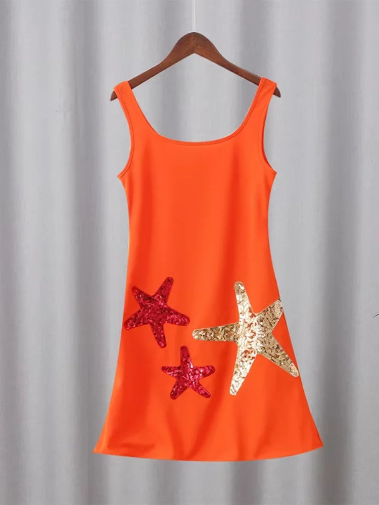 Valencia - Sequins Stars Sleeveless Mini Dress