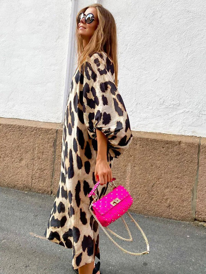Imani - Leopard Print V-Neck Maxi Dress