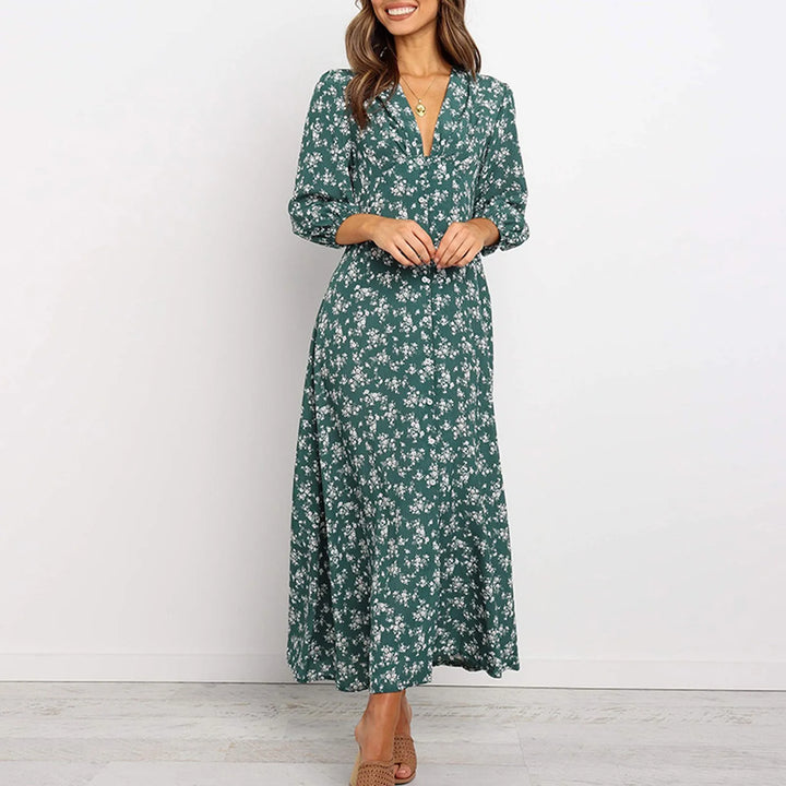 Melina™ Bohemian Floral Print Long Dress