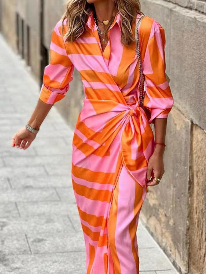 Striped Midi Shirt Dress