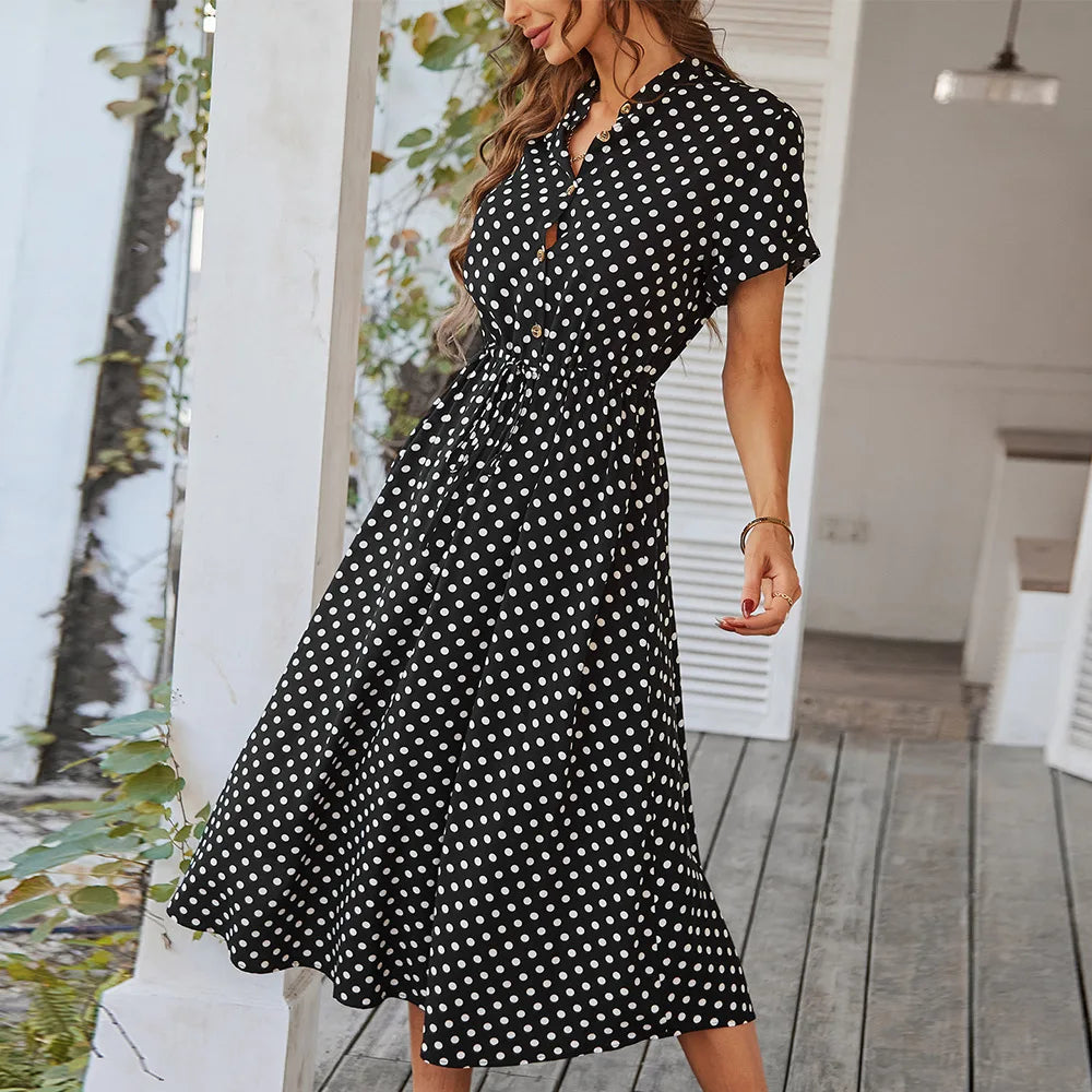 Xochitl - Polka Midi Shirt Dress