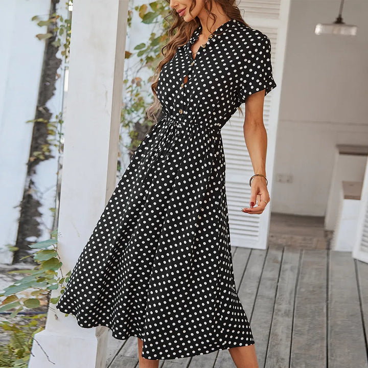 Xochitl - Polka Midi Shirt Dress