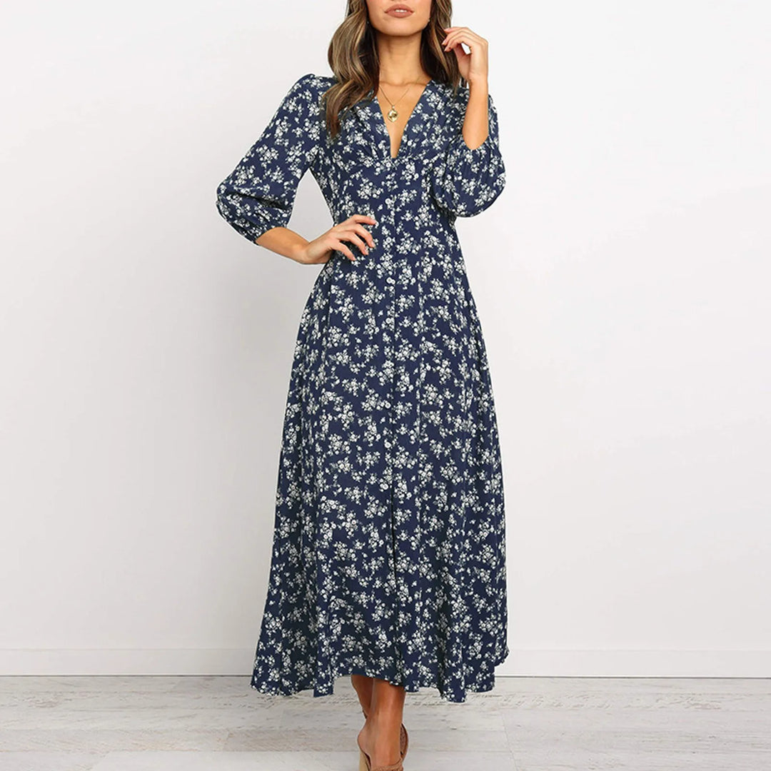 Melina™ Bohemian Floral Print Long Dress