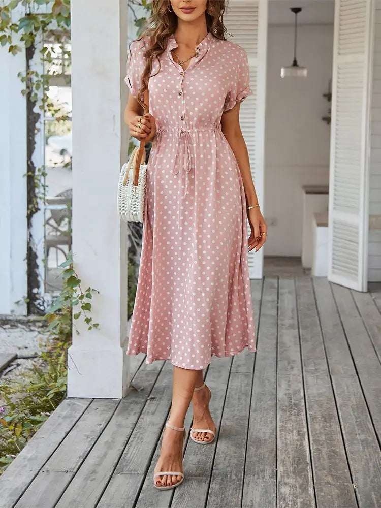 Xochitl - Polka Midi Shirt Dress