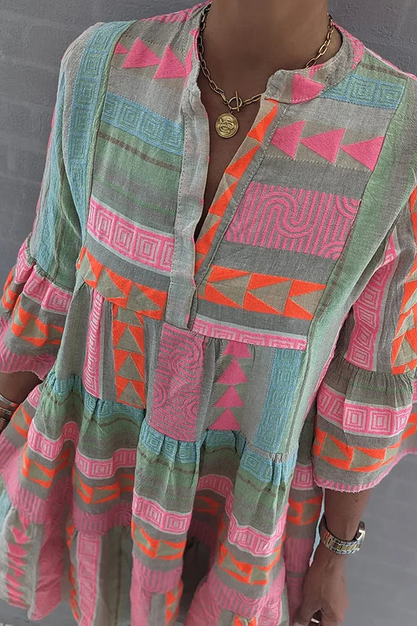 Chic V-Neck Cotton Hemp Summer Dress