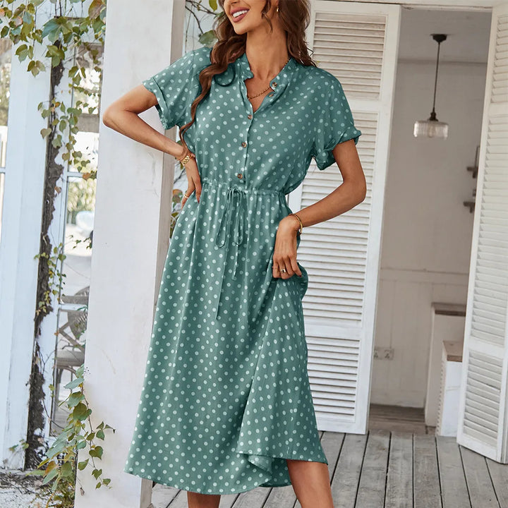 Xochitl - Polka Midi Shirt Dress