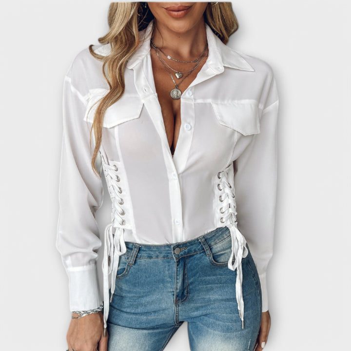 Natalie – Long Sleeve Polo Blouse for Spring