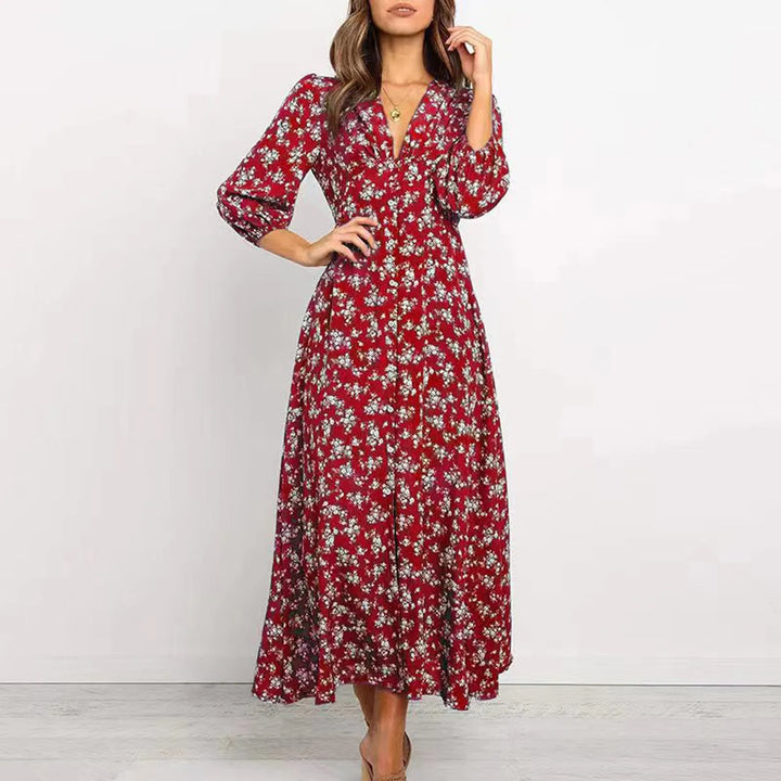 Melina™ Bohemian Floral Print Long Dress