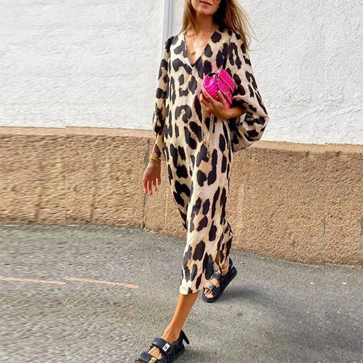 Imani - Leopard Print V-Neck Maxi Dress