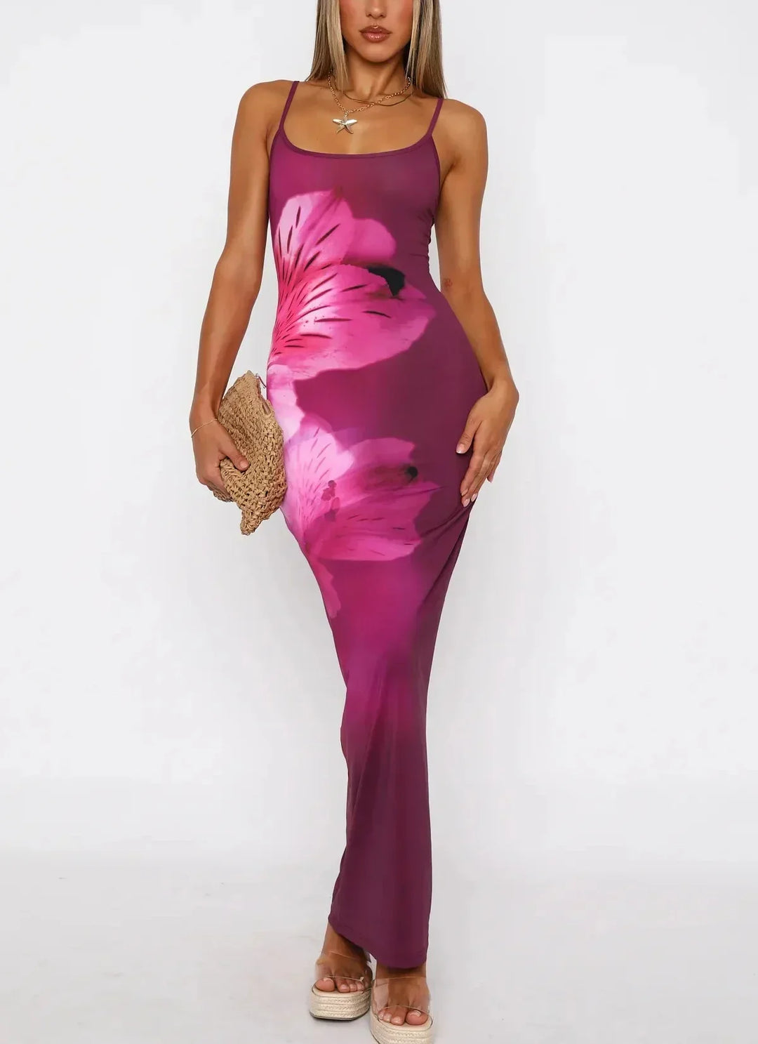 Ione - Chic Printed Tube Maxi Dress