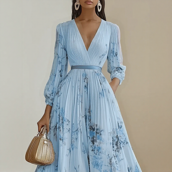 Roma-Elegant Pleated Maxi Dress