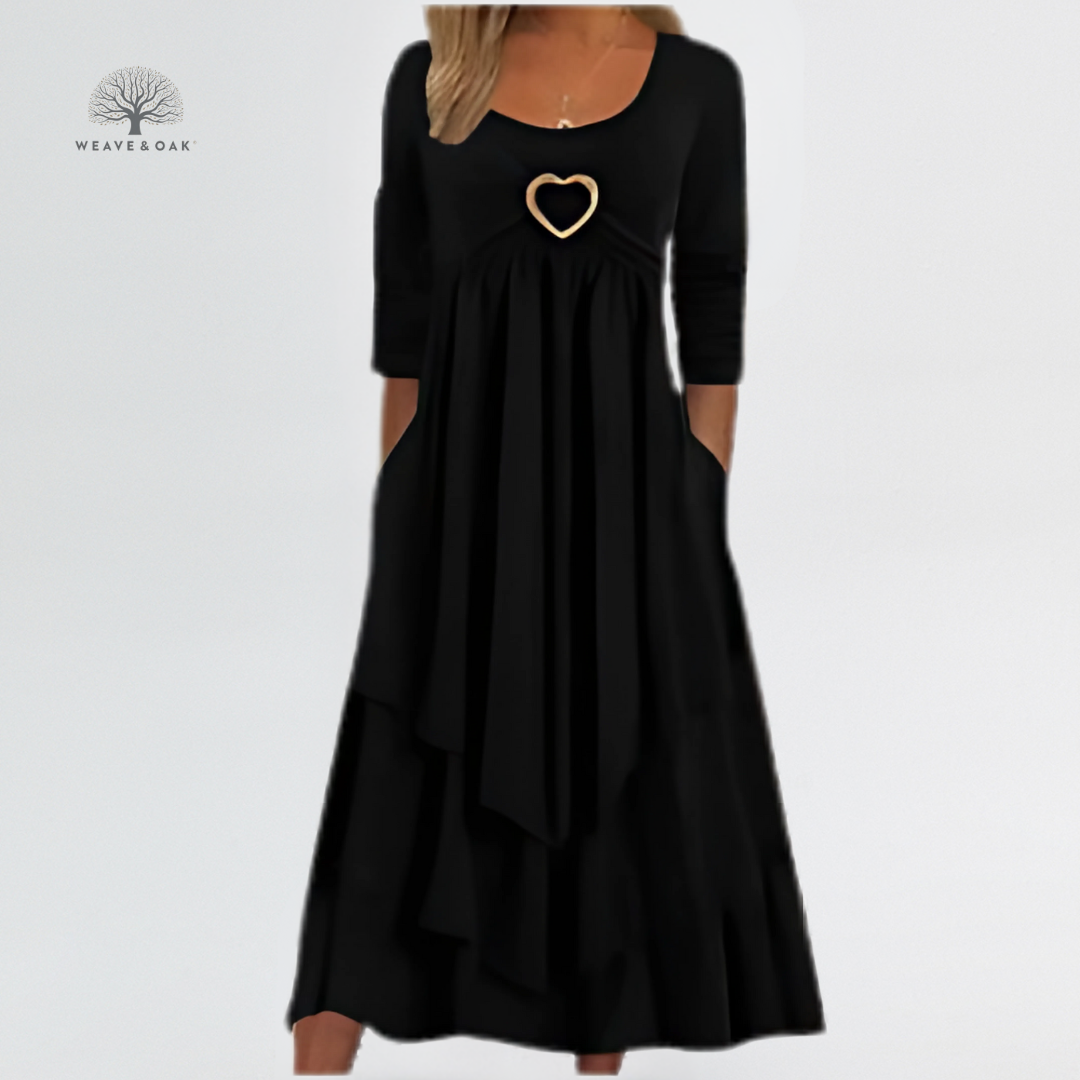 Celeste | Tiered Heart Accent Flattering Midi Dress