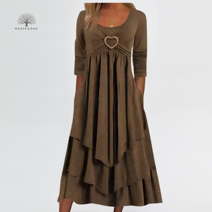 Celeste | Tiered Heart Accent Flattering Midi Dress